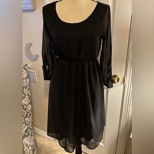 Pinkblush Maternity Dress Scoop Neck with sheer sleeves  Black Size Small